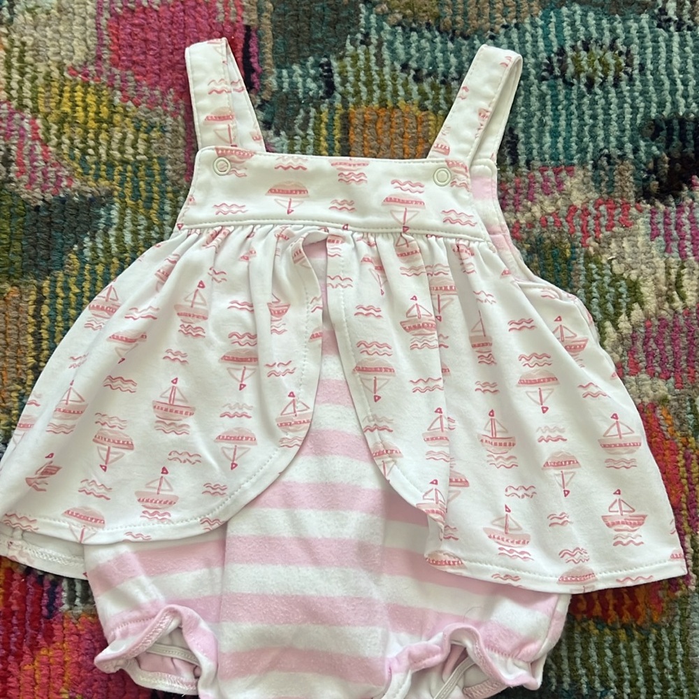 Pink and White Sailboat Print Sunsuit